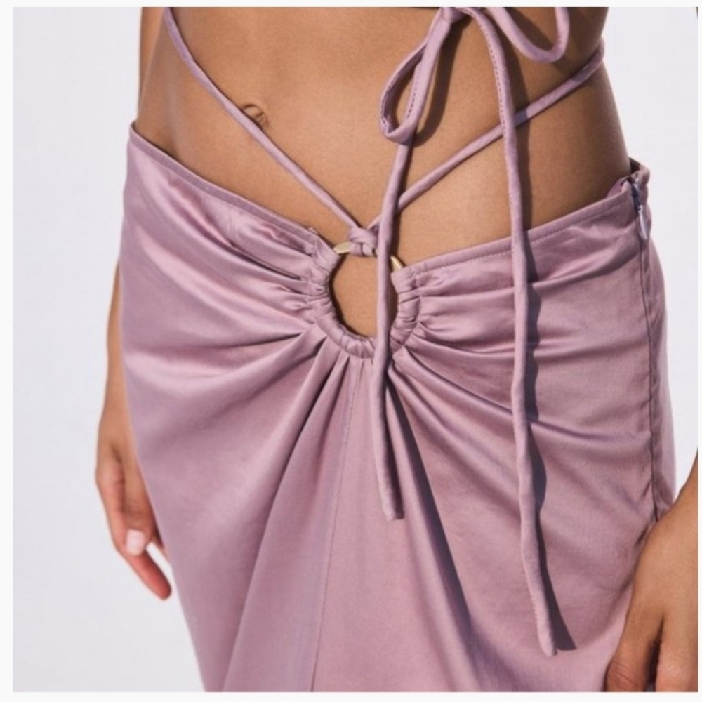 Cult Gaia Adriel Ruched Sleeves Crop Top + Nell Skirt Set Elderberry Sz S - Picture 4 of 9